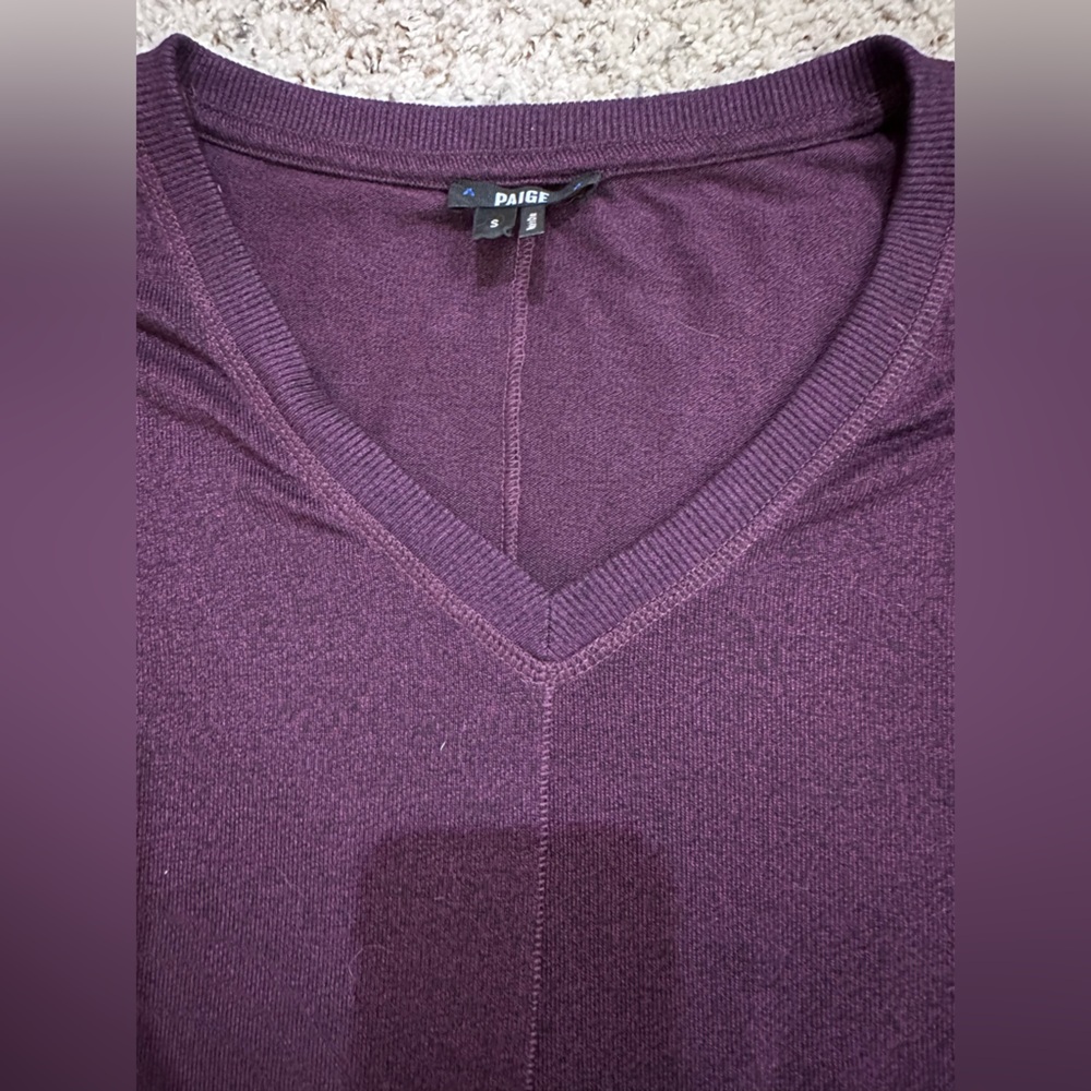 PAIGE Arizona Puff Sleeve Sweater Top Plum Purple - Picture 5 of 5
